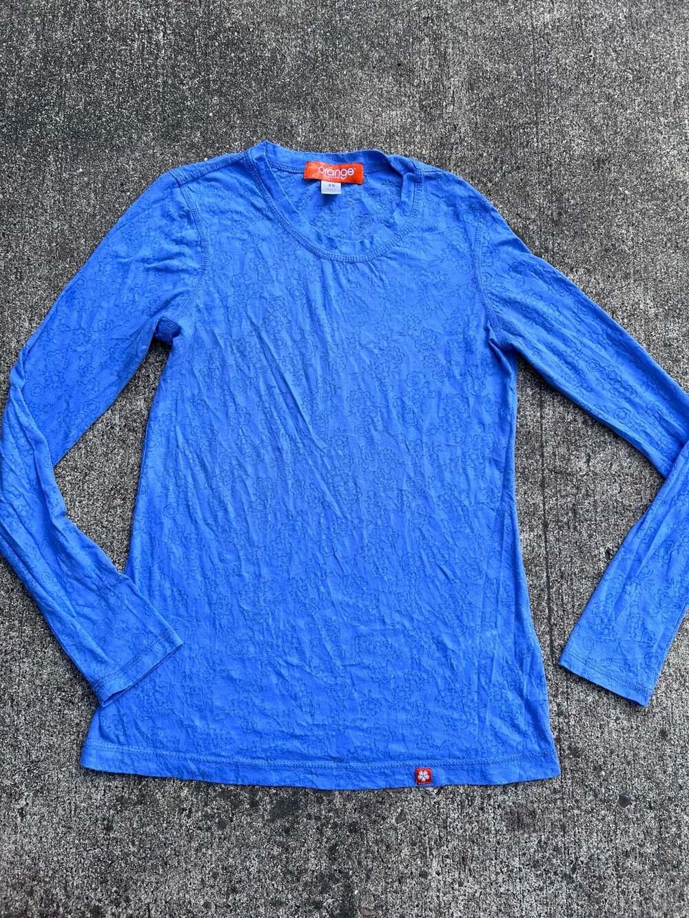 Z-Orange Standard Women's Blue Burnout Floral Underscrub Long Sleeve Shirt (XS)